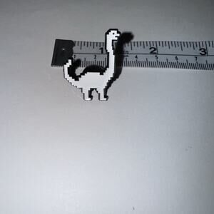 White Pixelated Dinosaur Pin Brooch